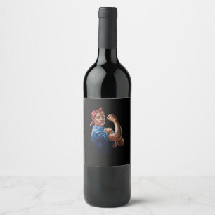 Kamala Harris 2024 Rosie The Riveter Childless Cat Wine Label