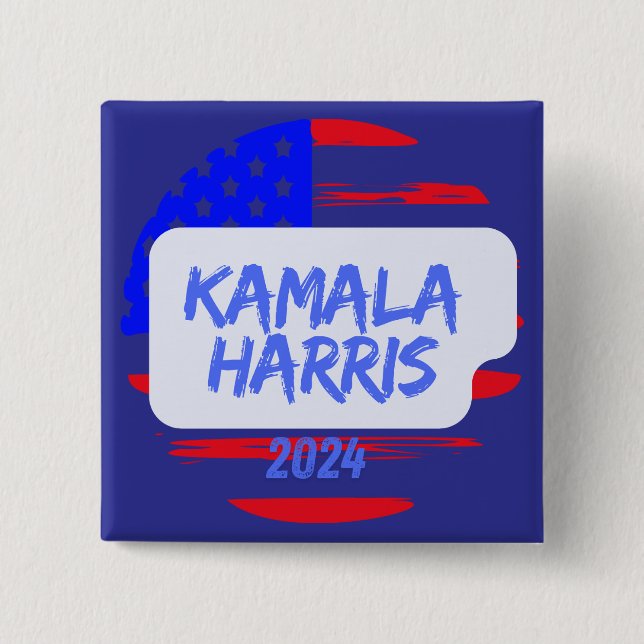 Kamala Harris 2024. Square  2 Inch Square Button (Front)