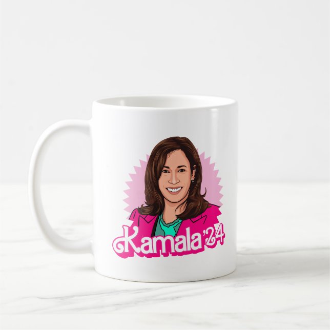 Kamala Harris '24 in Pink Coffee Mug (Left)