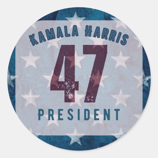 Kamala Harris 47th President. Circle Classic Round Sticker (Front)
