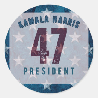 Kamala Harris 47th President. Circle Classic Round Sticker