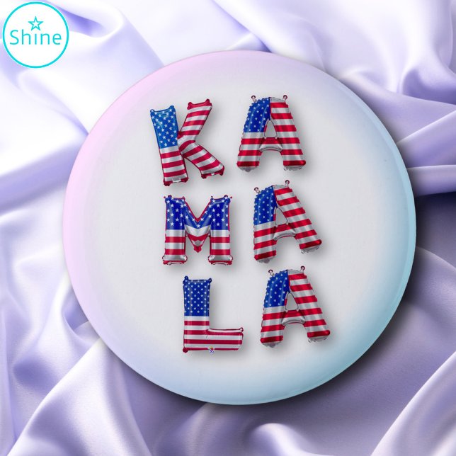 Kamala Harris American Flag Balloon Alphabets Cute 2 Inch Round Button (Creator Uploaded)