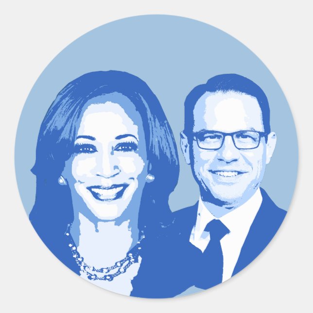 Kamala Harris and Josh Shapiro Classic Round Sticker (Front)