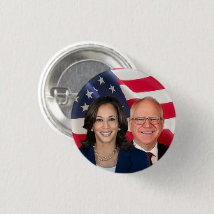 Kamala Harris and Tim Walz 1 Inch Round Button