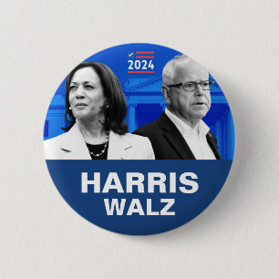 Kamala Harris and Tim Walz 2024 2 Inch Round Button