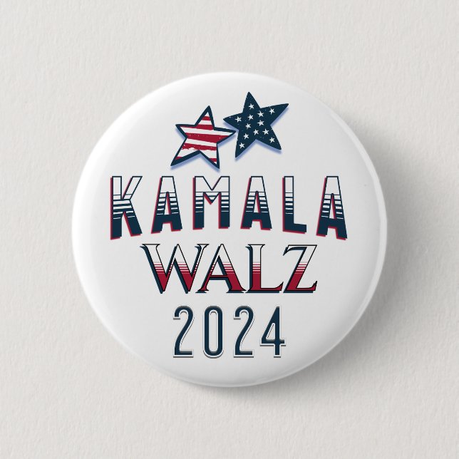 Kamala Harris and Tim Walz 2024 2 Inch Round Button (Front)
