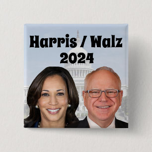 Kamala Harris and Tim Walz 2024 2 Inch Square Button