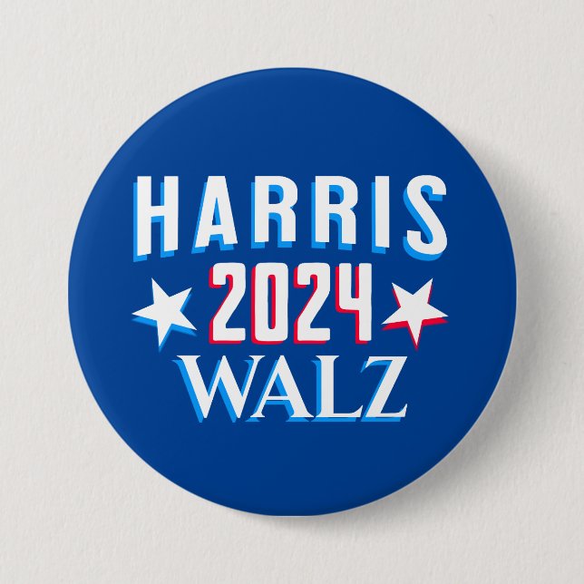 Kamala Harris and Tim Walz 2024 3 Inch Round Button (Front)