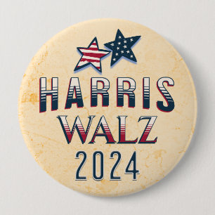 Kamala Harris and Tim Walz 2024 4 Inch Round Button