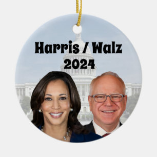 Kamala Harris and Tim Walz 2024 Ceramic Ornament