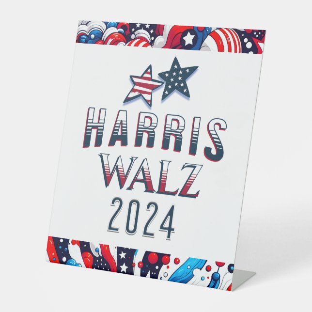 Kamala Harris and Tim Walz 2024 Election Pedestal Sign (Front)