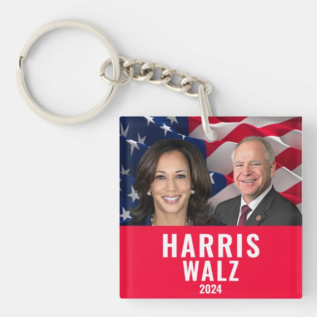 Kamala Harris And Tim Walz 2024 Keychain (Front)
