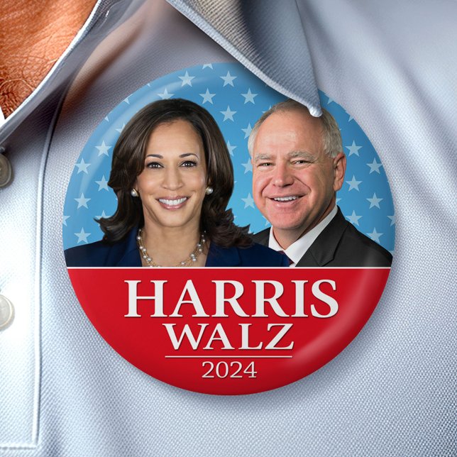 Kamala Harris and Tim Walz 2024 - Modern Stars  3 Inch Round Button (Campaign Button)