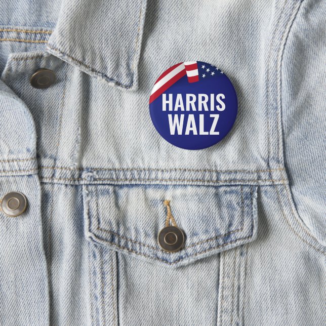 Kamala Harris And Tim Walz 2 Inch Round Button (In Situ)