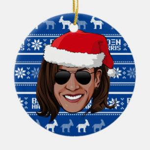 Kamala Harris Aviators Holiday Ceramic Ornament