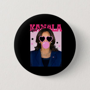 Kamala Harris Blowing Bubble Gum Pink Sungles Kama 2 Inch Round Button