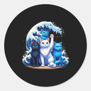 Kamala Harris Blue Cats Wave Cat Owners Cat Lovers Classic Round Sticker