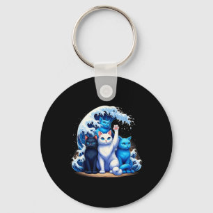 Kamala Harris Blue Cats Wave Cat Owners Cat Lovers Keychain