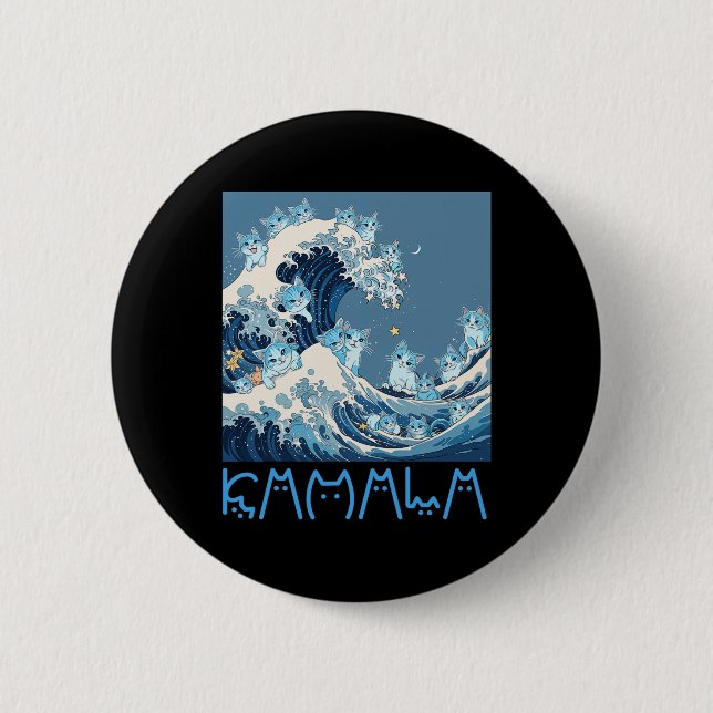 Kamala Harris Blue Cats Wave - Funny For Cat Owner 2 Inch Round Button (Front)