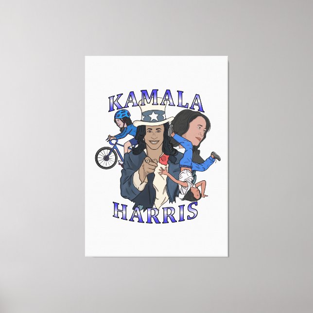 Kamala Harris Bootleg Rap Style Election Canvas Print (Front)