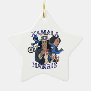 Kamala Harris Bootleg Rap Style Election Ceramic Ornament