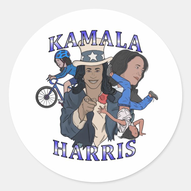 Kamala Harris Bootleg Rap Style Election Classic Round Sticker (Front)