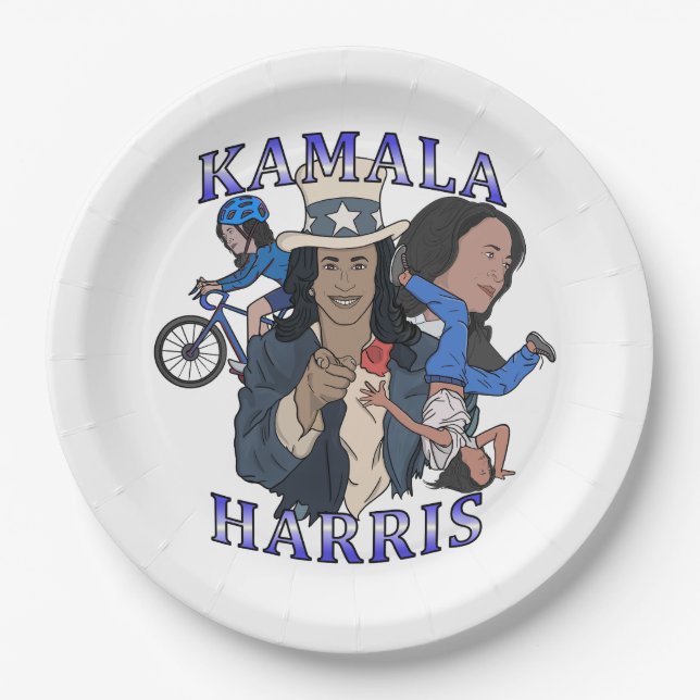 Kamala Harris Bootleg Rap Style Election Paper Plate (Front)
