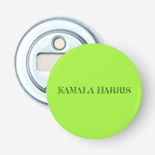 Kamala Harris Button Bottle Opener in Lime Green