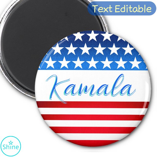 Kamala Harris Campaign SWAG US Flag Elegant Script Magnet (Creator Uploaded)