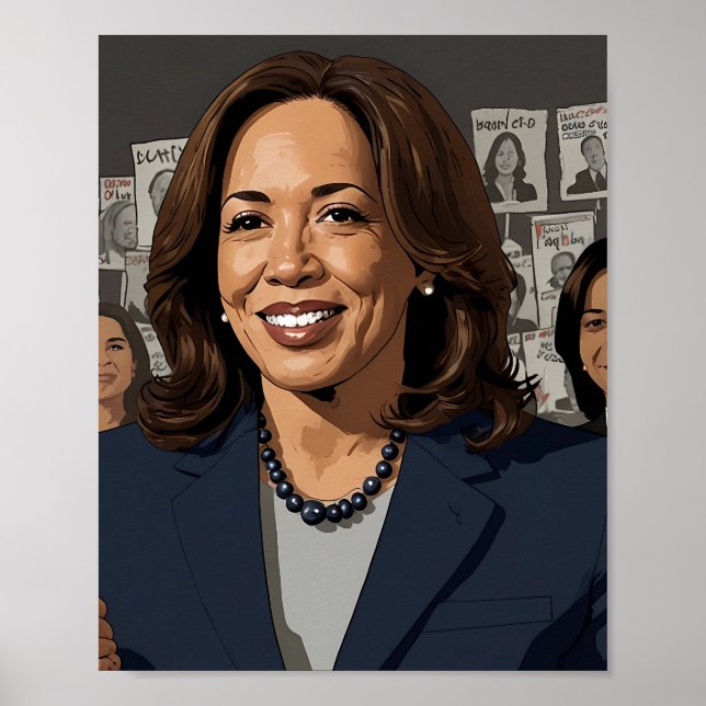 Kamala Harris Cartoon Poster (Front)
