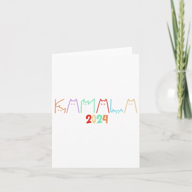 Kamala Harris Cat Lettering Funny Cat Ladies For K Card (Front)