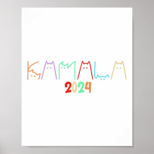 Kamala Harris Cat Lettering Funny Cat Ladies For K Poster