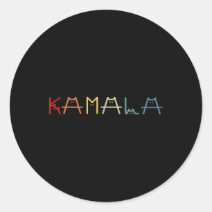 Kamala Harris Cat Vintage Lettering Positive Funny Classic Round Sticker
