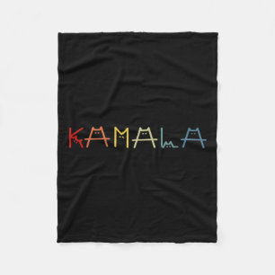 Kamala Harris Cat Vintage Lettering Positive Funny Fleece Blanket