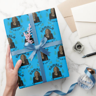 Kamala Harris Christmas Blue Wrapping Paper