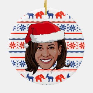 Kamala Harris Christmas Ceramic Ornament