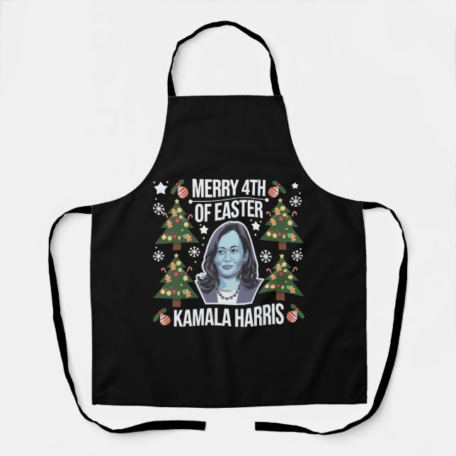 Kamala Harris Christmas Santa Merry 4th Of Easter Apron (Front)