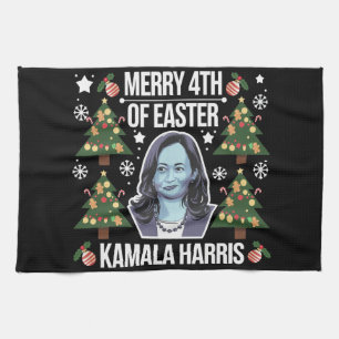Kamala Harris Christmas Santa Merry 4th Of Easter Kitchen Towel