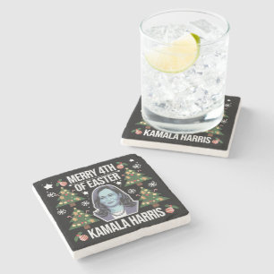 Kamala Harris Christmas Santa Merry 4th Of Easter Stone Coaster