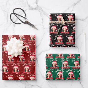 Kamala Harris Christmas Ugly Sweater Gift Wrapping Paper Sheet