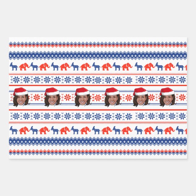 Kamala Harris Christmas Wrapping Paper Sheet (Front)