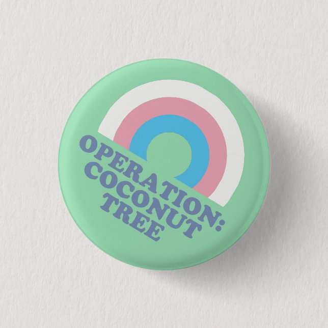 Kamala Harris Coconut Tree Trans Pride Flag 1 Inch Round Button (Front)