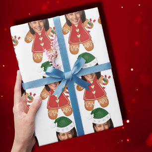 Kamala Harris Custom Face Photo Gingerbread Woman Wrapping Paper