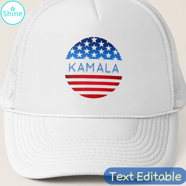 Kamala Harris Election USA Flag Modern Custom Text Trucker Hat (Creator Uploaded)