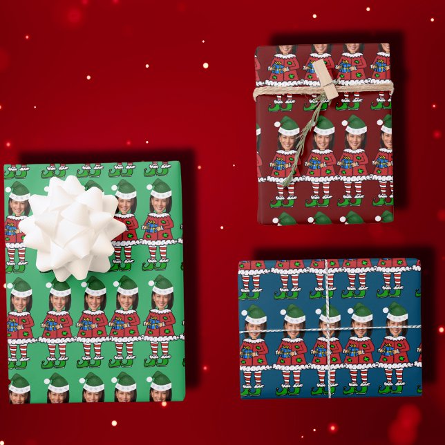 kamala harris Face photo Elf Xmas Wrapping Paper Sheet (Creator Uploaded)