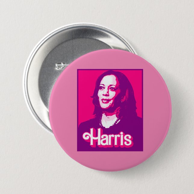 Kamala Harris Fan Pink 3 Inch Round Button (Front & Back)