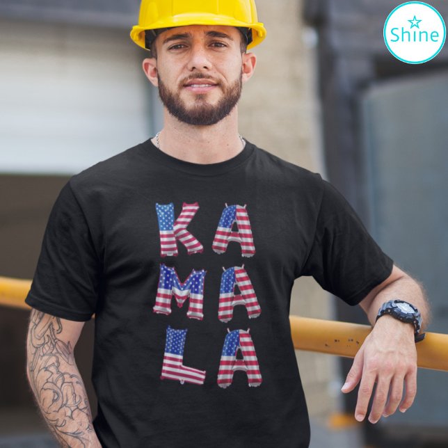 Kamala Harris Fans American Flag Balloon Alphabets T-Shirt (Creator Uploaded)