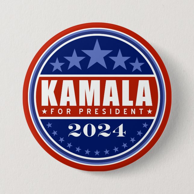 Kamala Harris for President 2024 3 Inch Round Button (Front)