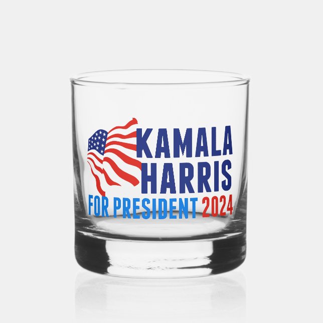 Kamala Harris for President 2024 Election Whiskey Glass (Front)