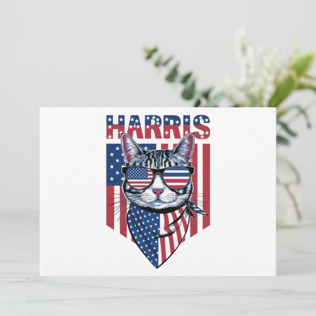 Kamala Harris for President 2024 Funny Cat  Invitation (Standing Front)
